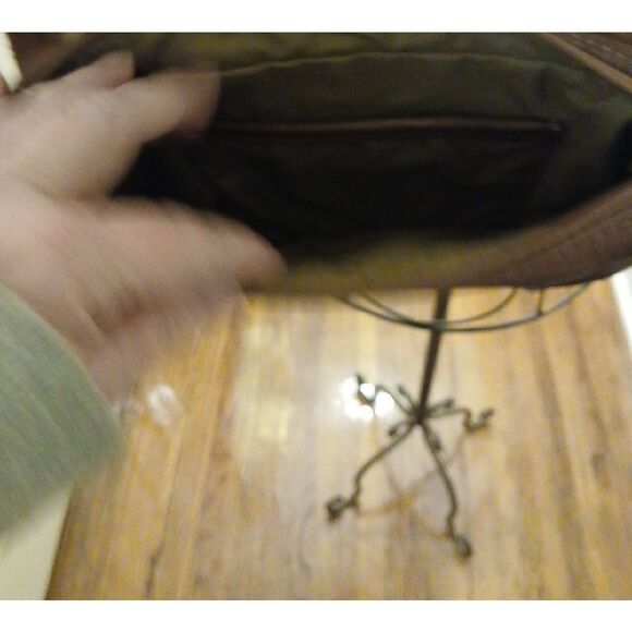 Brown Suede Crossbody Bag with Metal Ring Closure - Picture 7 of 11
